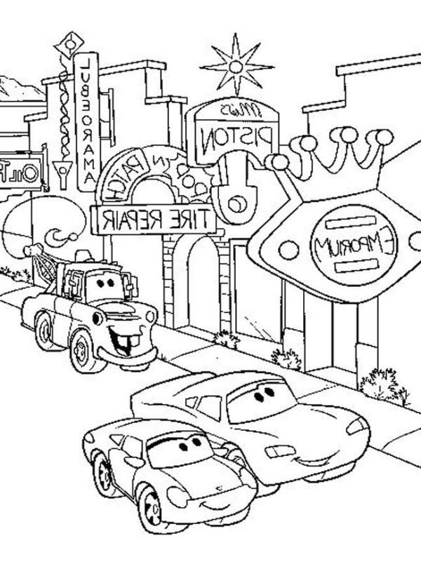 Kolorowanka Zygzak i Sally na randce - Kolorowanki z bajki Auta kolorowanka do druku